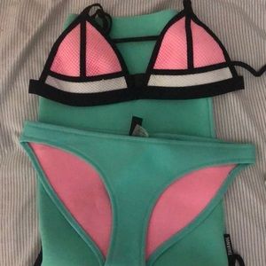 Blue and pink Triangl bathing suit